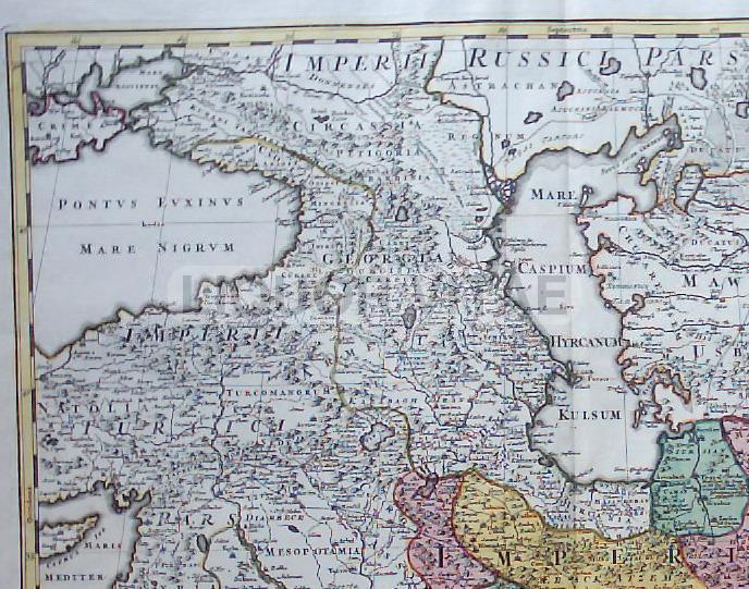 Mappa Antica Dell'Impero Persiano, Arabia E Russia, Homann, 1720