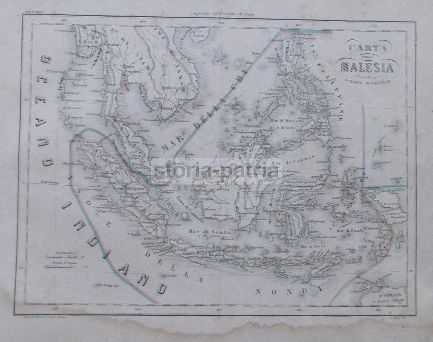Mappa Antica Della Malesia E Dell'Oceania Occidentale (XIX Secolo)