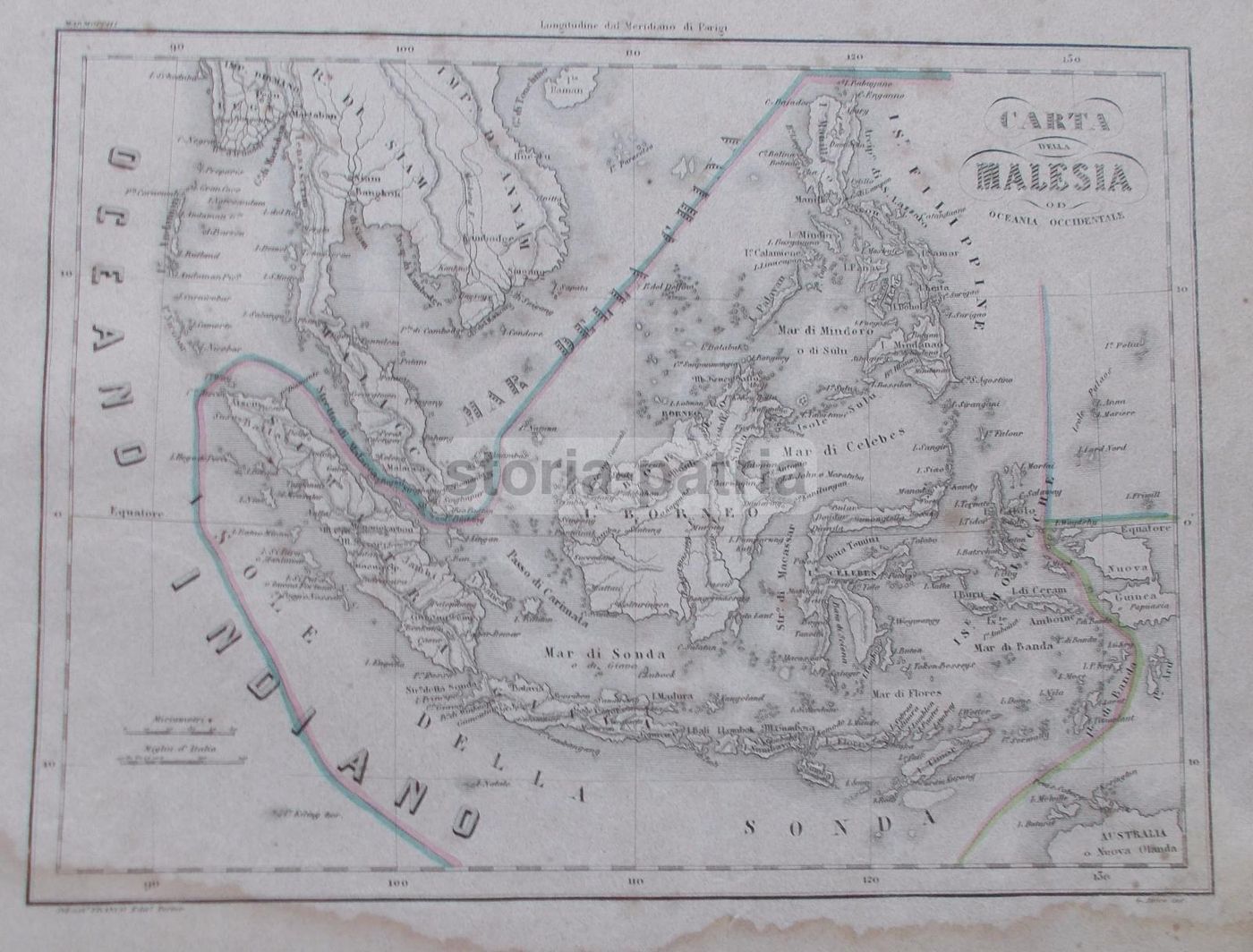 Mappa Antica Della Malesia E Dell'Oceania Occidentale (XIX Secolo)