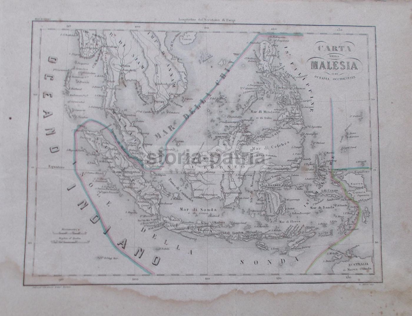Mappa Antica Della Malesia E Dell'Oceania Occidentale (XIX Secolo)