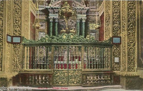 Cartolina Antica: Interno Di Una Chiesa A Malta, Inizio '900