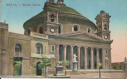 Musta Dome Malta Cartolina Antica 1917 Prospettiva Architettonica