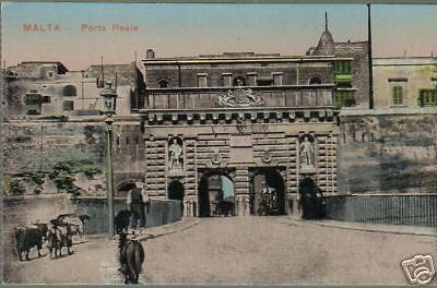 Cartolina Antica Malta, Porta Reale. Colori Primo '900, Non Viaggiata.