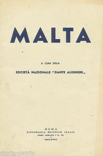 Malta: Razza E Lingua Italiana, 1940. Società Nazionale Dante Alighieri