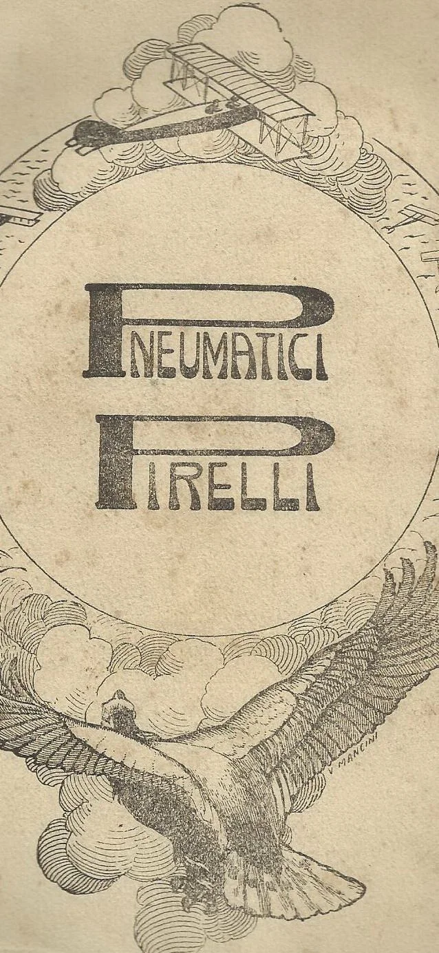 Stampa Pubblicitaria Pirelli Aviazione V. Mancini Anni '20