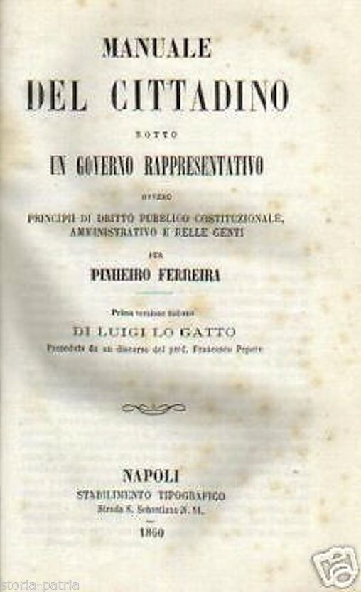 Manuale Del Cittadino 1860 Pinheiro Ferreira Diritto Costituzionale