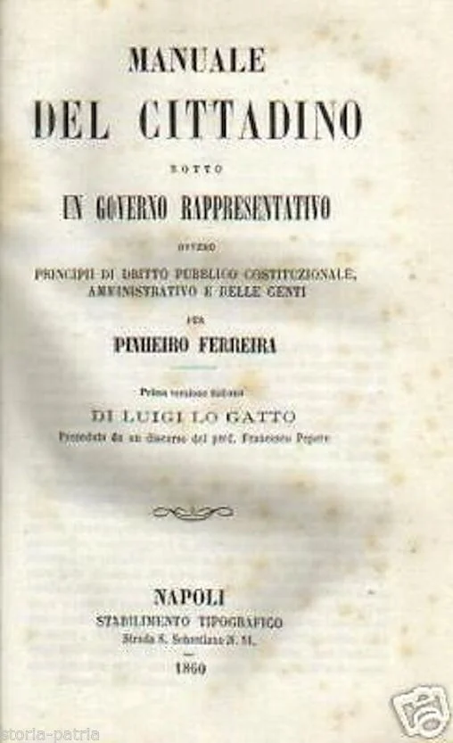 Manuale del Cittadino 1860 Pinheiro Ferreira Diritto Costituzionale