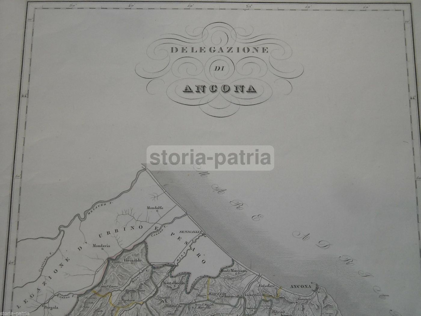 Mappa Antica Delegazione Ancona Iesi Osimo Loreto Corinaldo 1850