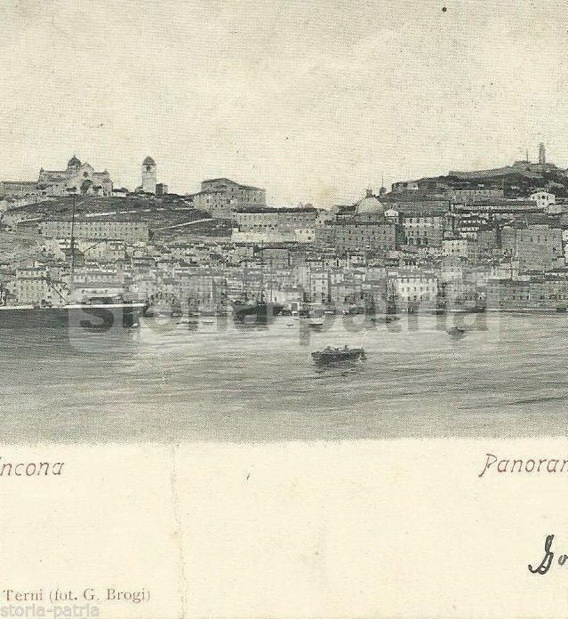 Cartolina Antica: Ancona, Panorama Dal Mare (foto Brogi, Viaggiata)