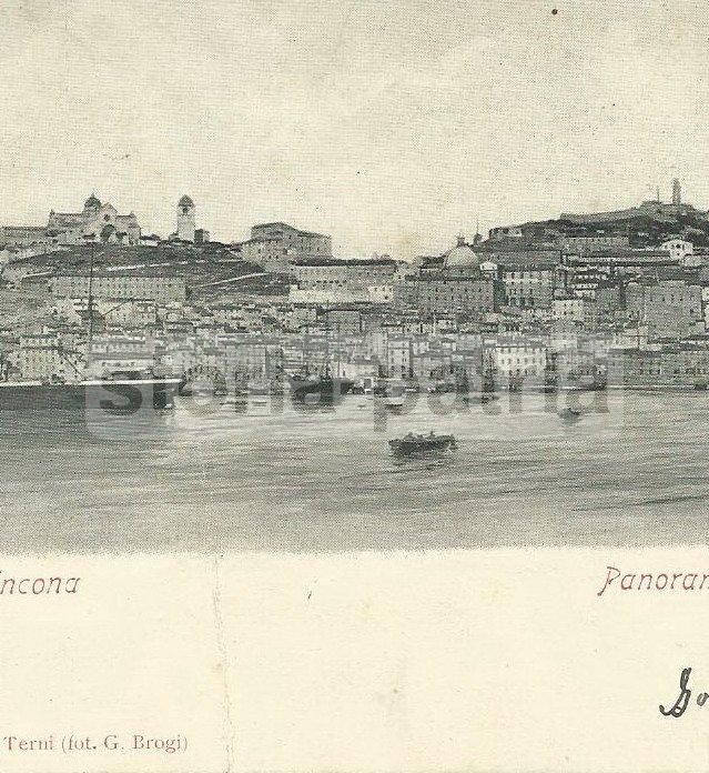 Cartolina Antica: Ancona, Panorama Dal Mare (foto Brogi, Viaggiata)