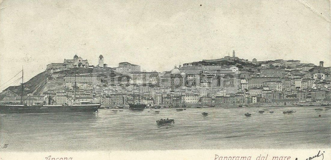 Cartolina Antica: Ancona, Panorama Dal Mare (foto Brogi, Viaggiata)