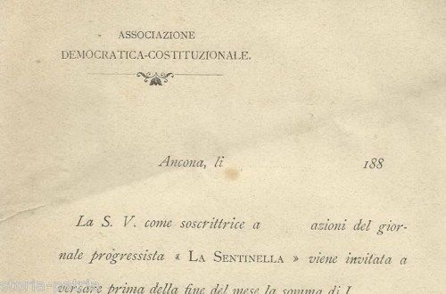Documento Storico La Sentinella, Ancona, Loreto, 1880, Giornale Marche