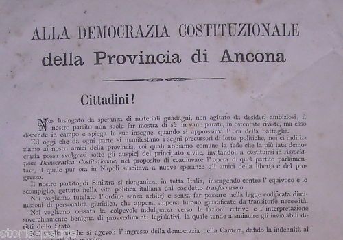 Manifesto Dell'Associazione Democratica Costituzionale, Ancona 1883