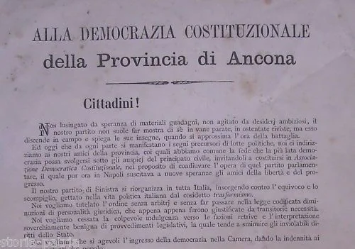 Poster of the Democratic Constitutional Association, Ancona 1883