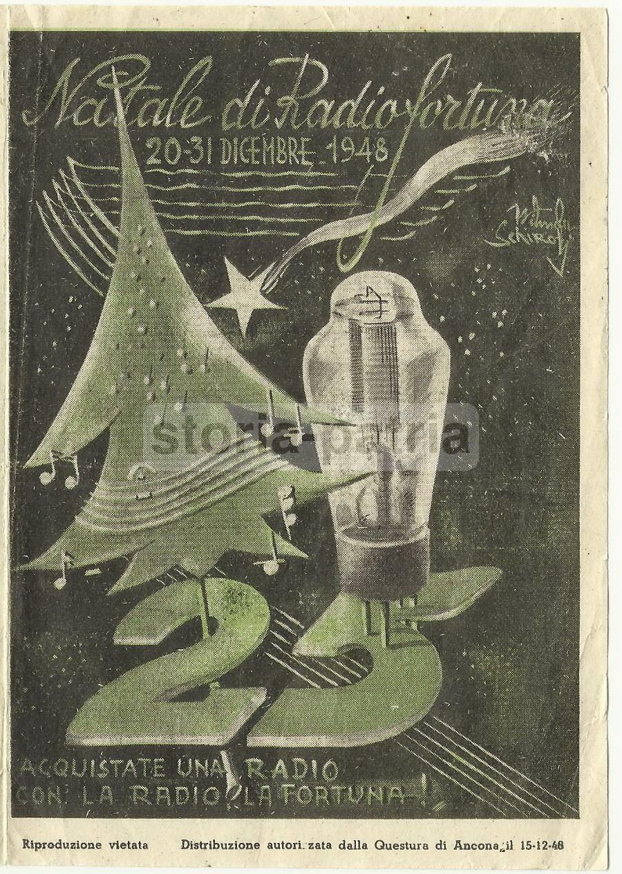 Volantino Radiofortuna Ancona Natale 1948 Concorso Radio Marche