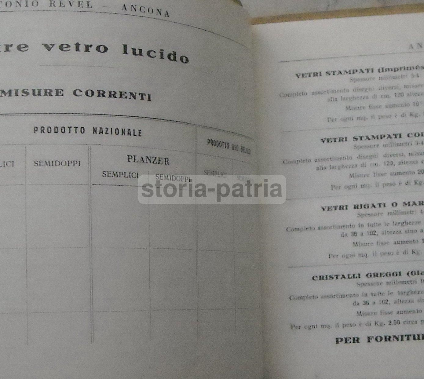 Catalogo Pubblicitario Vetreria Revel, Ancona (anni '30)   Specchi E Vetri Artistici