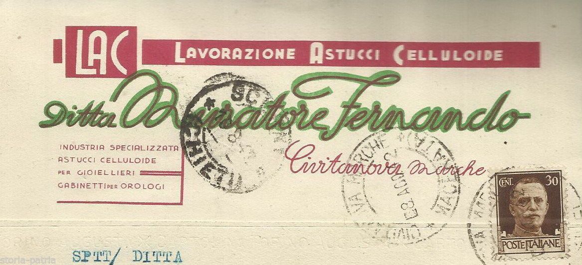 Cartolina Pubblicitaria Ditta Muratore, Civitanova Marche, 1942