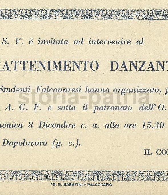 Biglietto Danza Studenti Falconara Agf Dopolavoro Fascista 1930