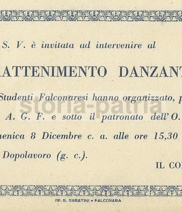 Biglietto Danza Studenti Falconara Agf Dopolavoro Fascista 1930