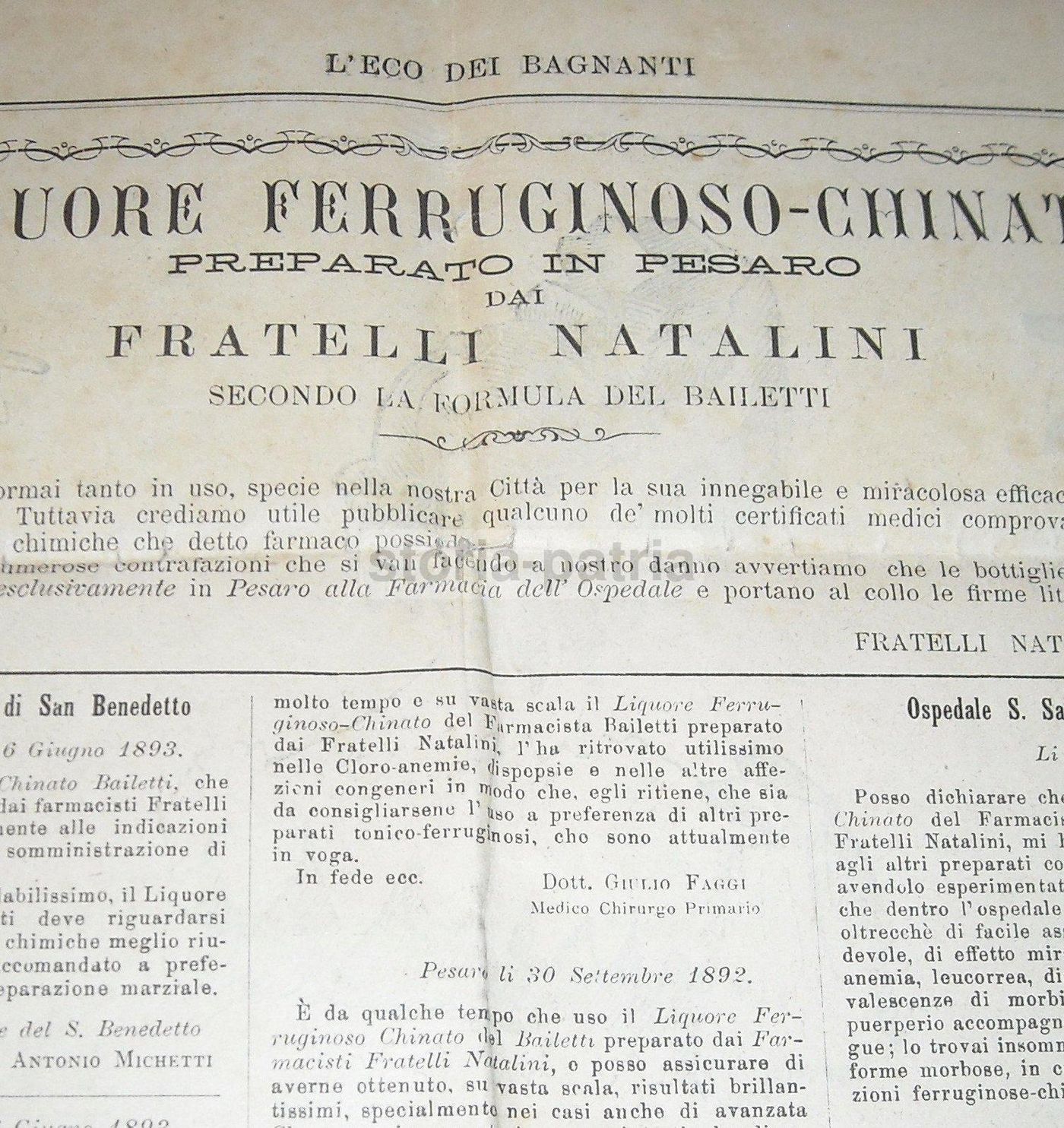 L'Eco Dei Bagnanti 1893 Fano: Giornale d'Epoca, Mare E Bagni Nelle Marche