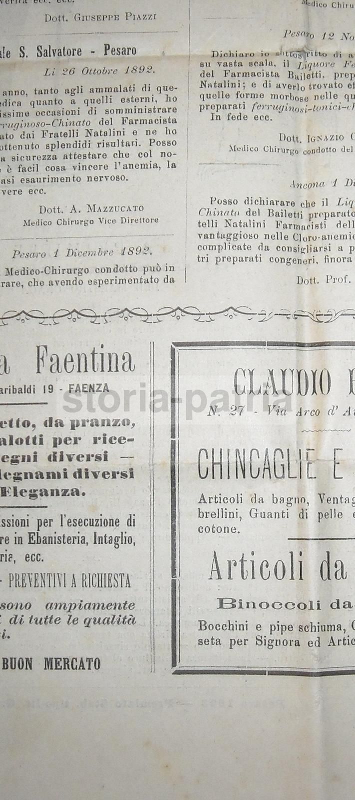 L'Eco Dei Bagnanti 1893 Fano: Giornale d'Epoca, Mare E Bagni Nelle Marche