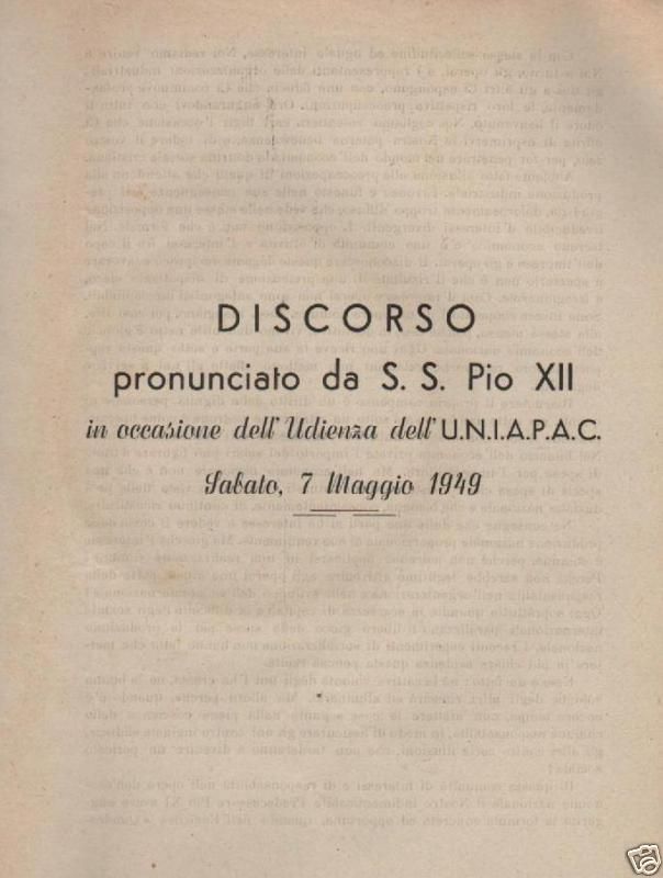 Discorso Di Pio XII All'UNIAPAC (1949) Su Economia E Lavoro, Fermo