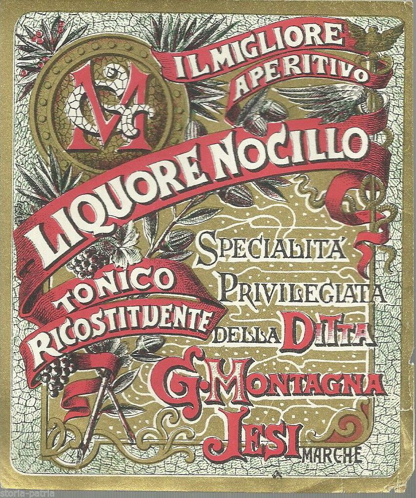 Etichetta Pubblicitaria Liquore Nocillo G. Montagna Jesi 1900