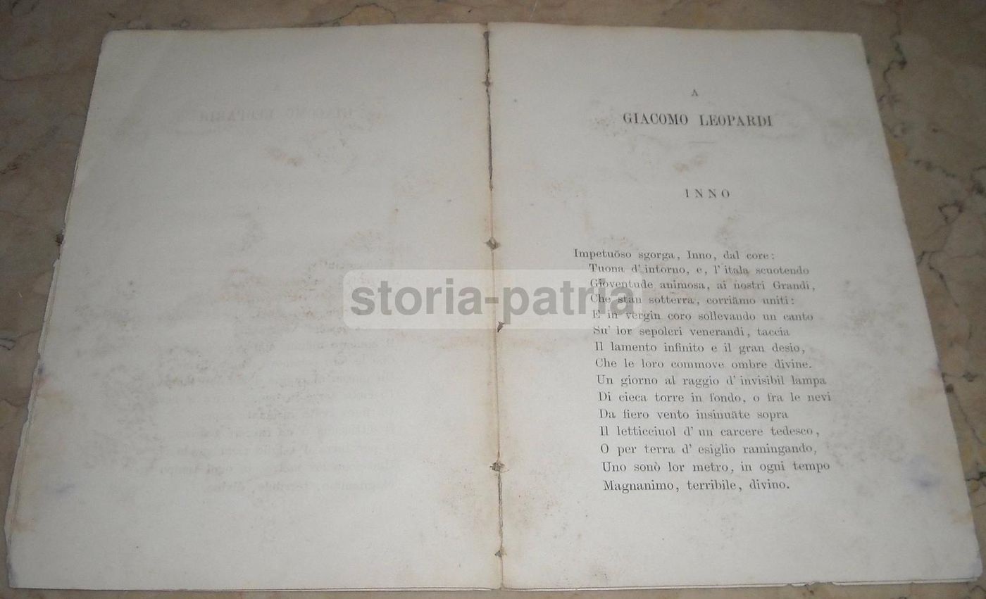 Viva Roma! A Giacomo Leopardi Inno   Fortunato Forcignano (1871)