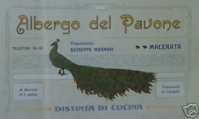 Albergo Del Pavone Macerata Pubblicità Liberty Inizio '900
