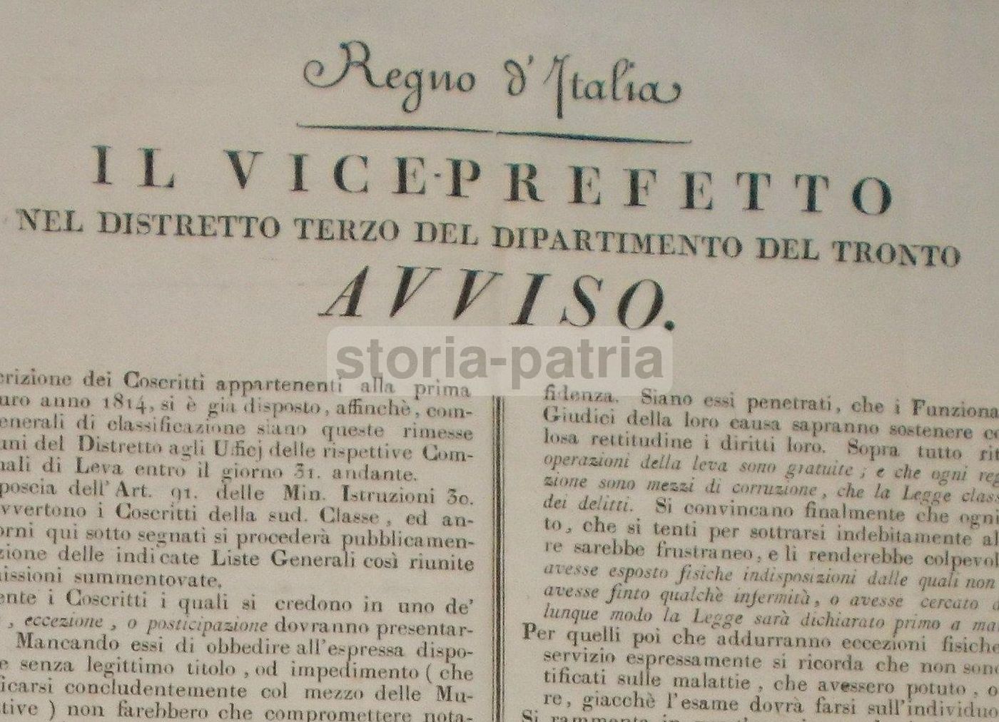 Manifesto Leva Militare 1814 Macerata Sanginesio Sarnano Regno