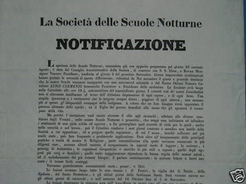 Manifesto Scuole Serali, Macerata, 1847, Filigrana San Pacifico
