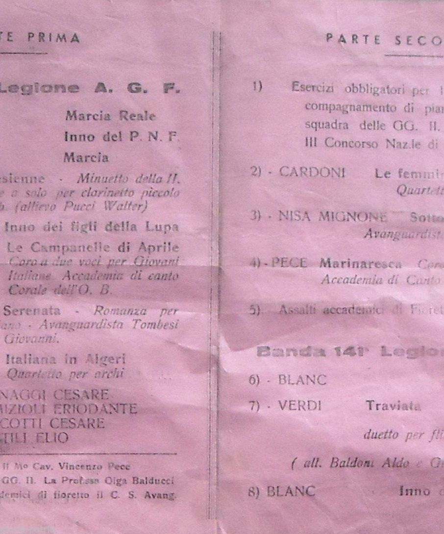 Programma Accademia Ginnico Musicale Opera Balilla Macerata 1936