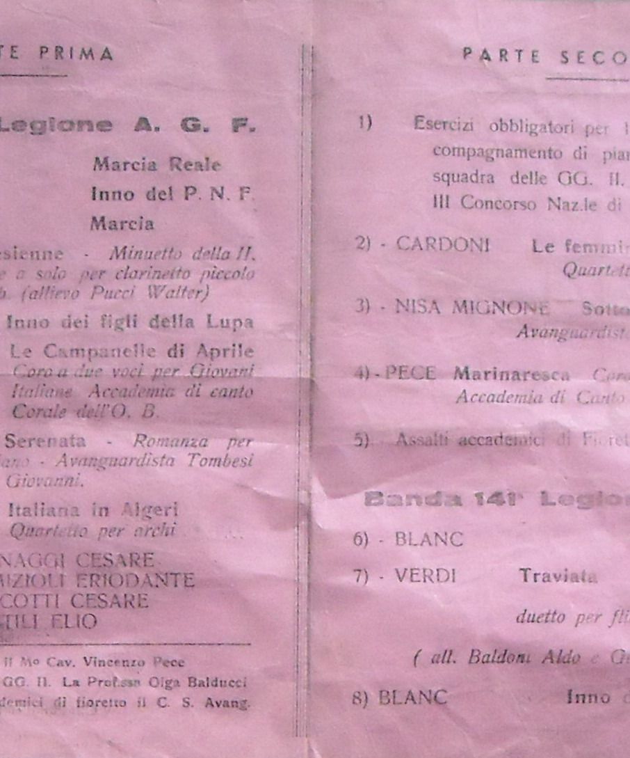 Programma Accademia Ginnico Musicale Opera Balilla Macerata 1936