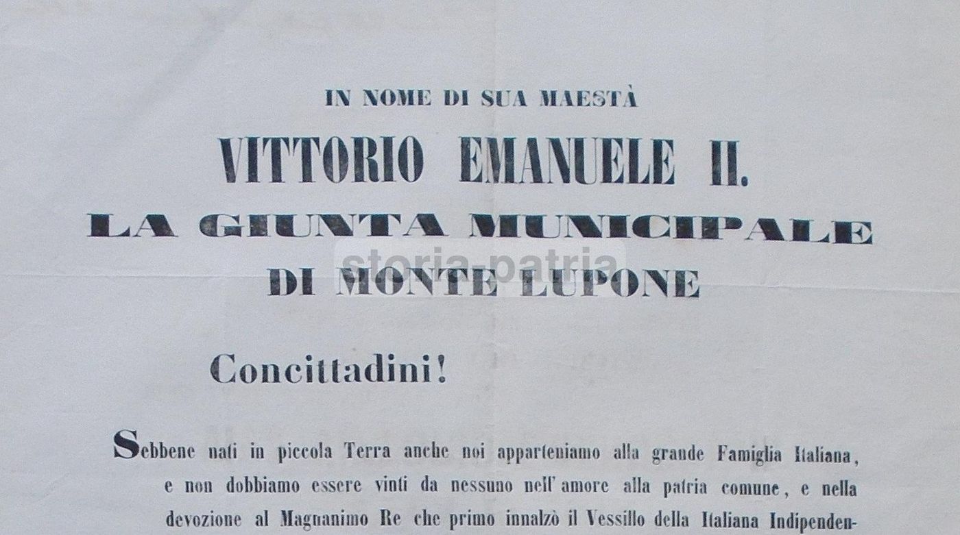 Manifesto Del Risorgimento A Monte Lupone, 1860