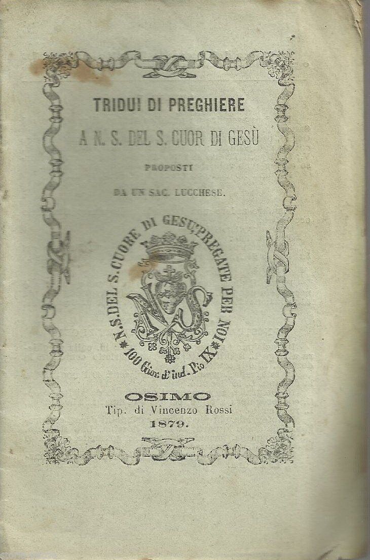 Tridui Di Preghiere Al Sacro Cuore Di Gesù, Osimo 1879