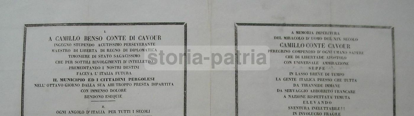 Manifesto Funebre Camillo Benso Conte Di Cavour, Pergola 1861