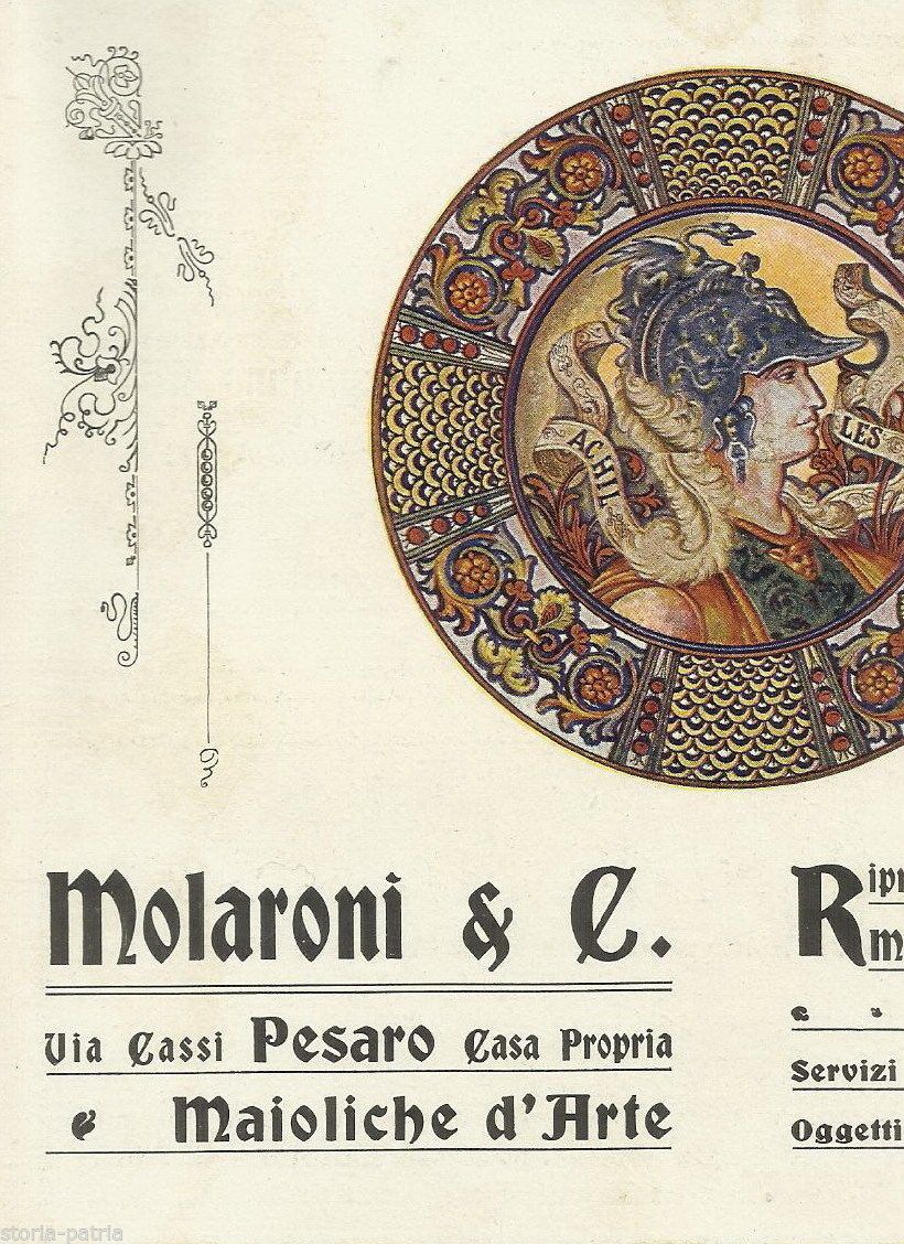 Molaroni Pesaro Maioliche d'Arte Stampa Pubblicitaria Anni '20