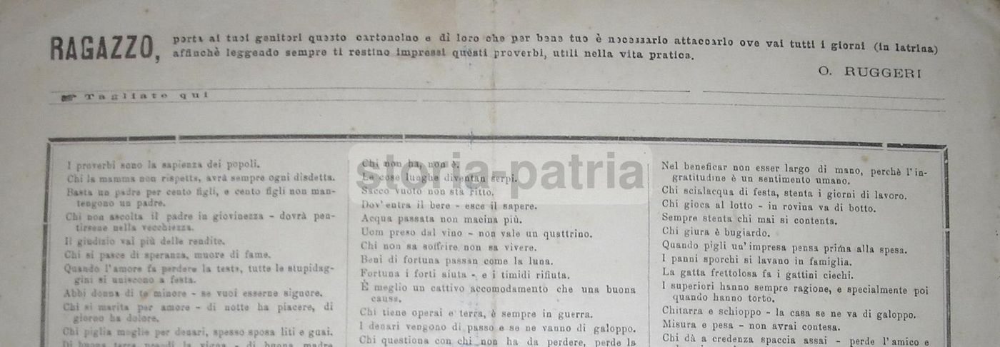 Cartello Pubblicitario Farmacia Ruggeri Pesaro Proverbi Anni '20
