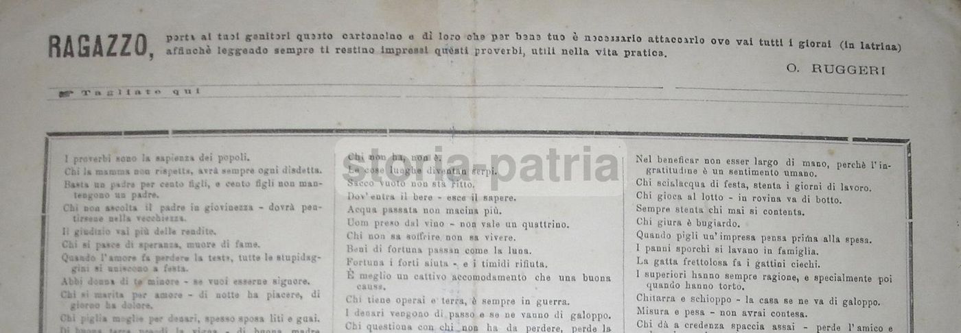 Cartello Pubblicitario Farmacia Ruggeri Pesaro Proverbi Anni '20