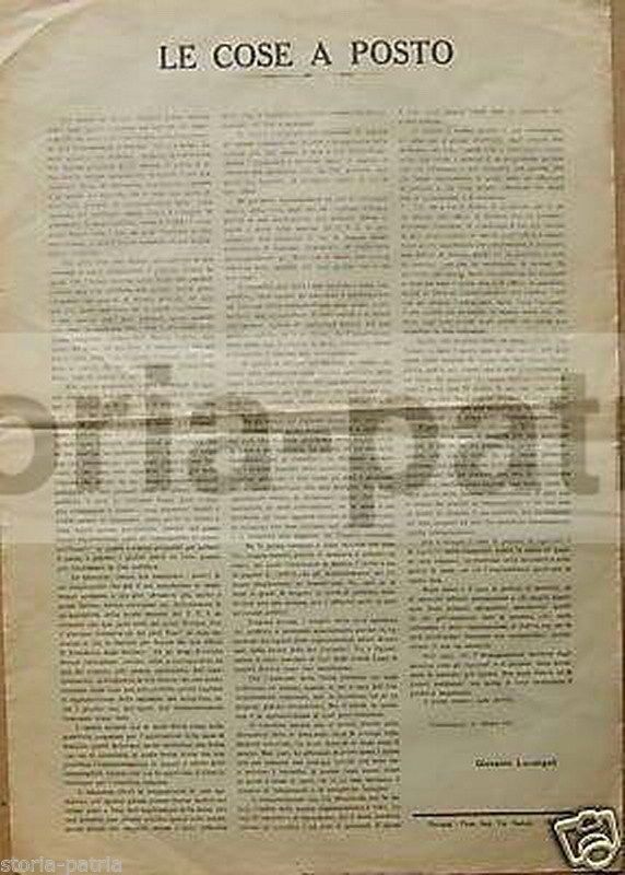 Foglio Volante Giovanni Lucangeli Porto Recanati 1921 Politica