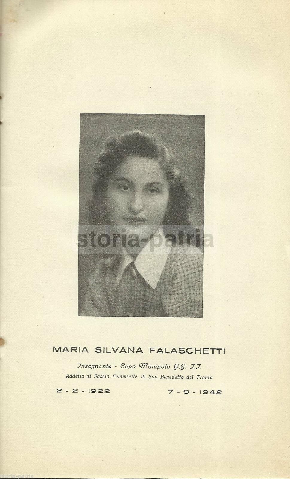 Necrologio Di Silvana Falaschetti, San Benedetto Del Tronto, 1942