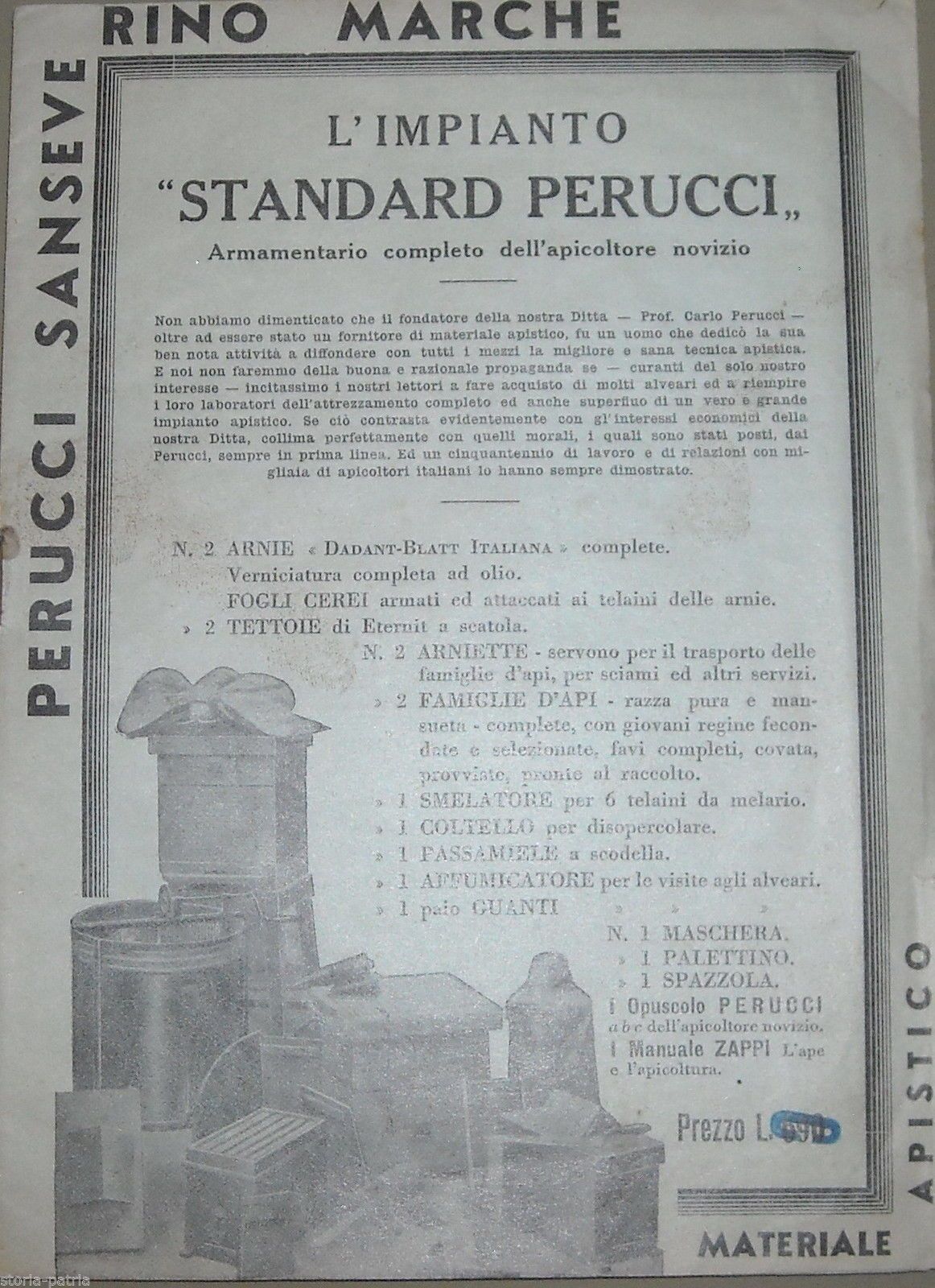 Catalogo Apicoltura Perucci 1940 Sanseverino Marche Arnie Miele