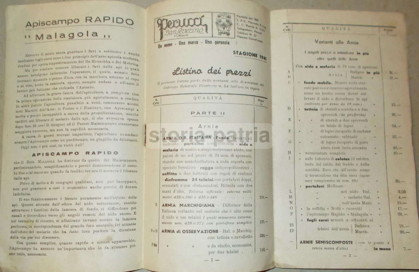 Catalogo Apicoltura Perucci 1941 Sanseverino Marche Bellabarba