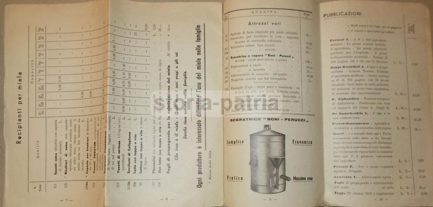 Catalogo Apicoltura Perucci 1941 Sanseverino Marche Bellabarba