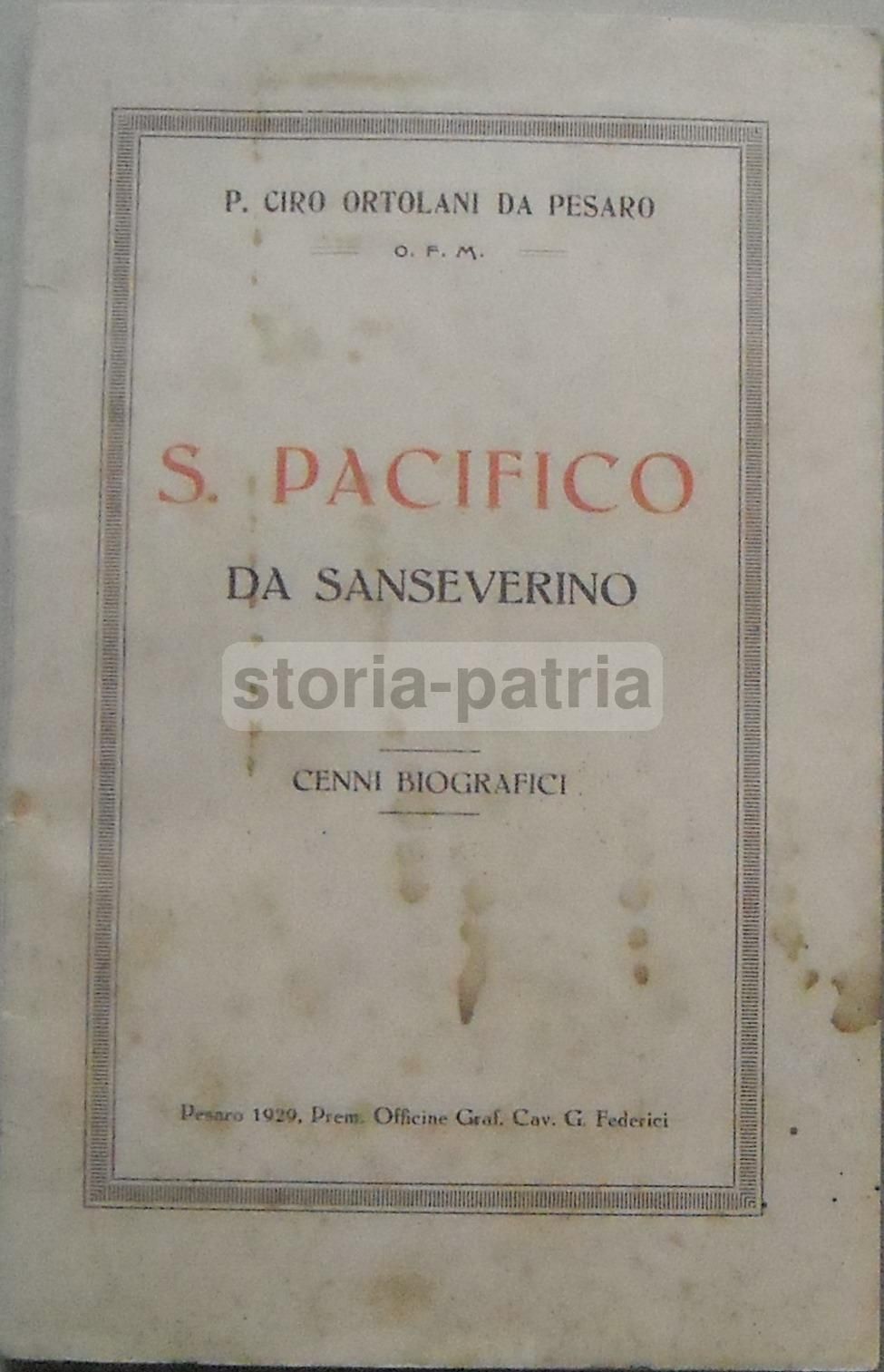 San Pacifico Da Sanseverino: Cenni Biografici (1929)