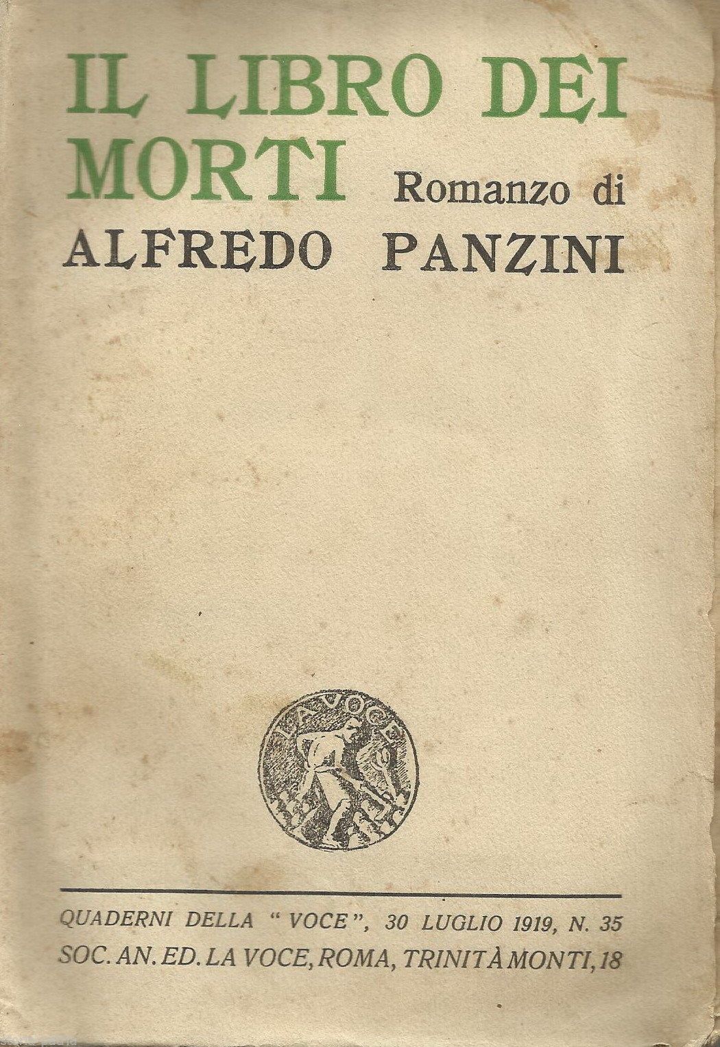 Il Libro Dei Morti Di Alfredo Panzini, Edizione La Voce 1919