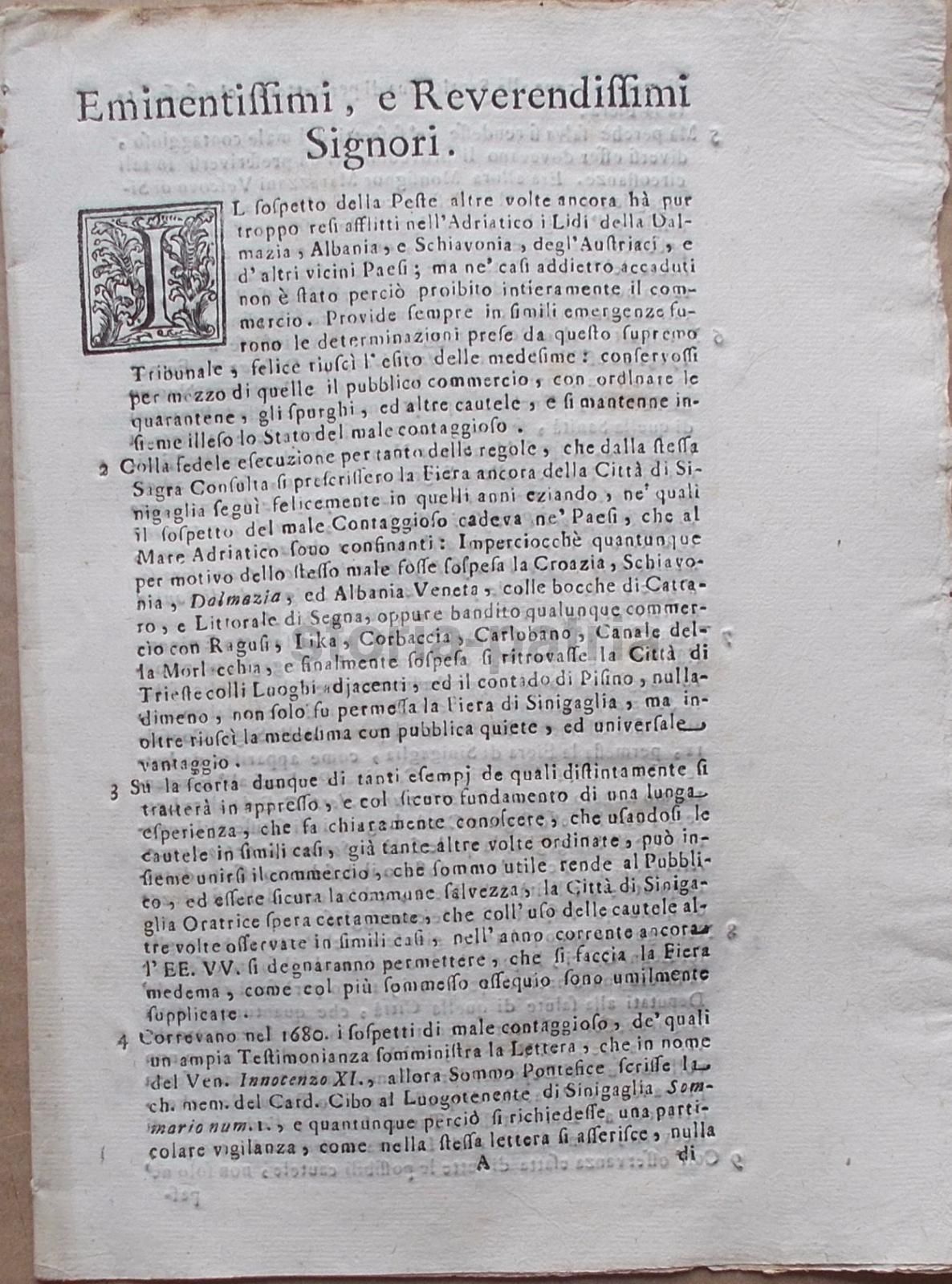 Peste E Quarantena Senigallia 1764 Gaetano Binarelli Dalmazia