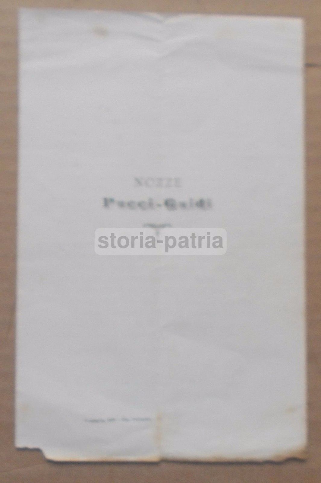 Pieghevole Nozze Pucci Guidi, 1889 Senigallia (Marche)