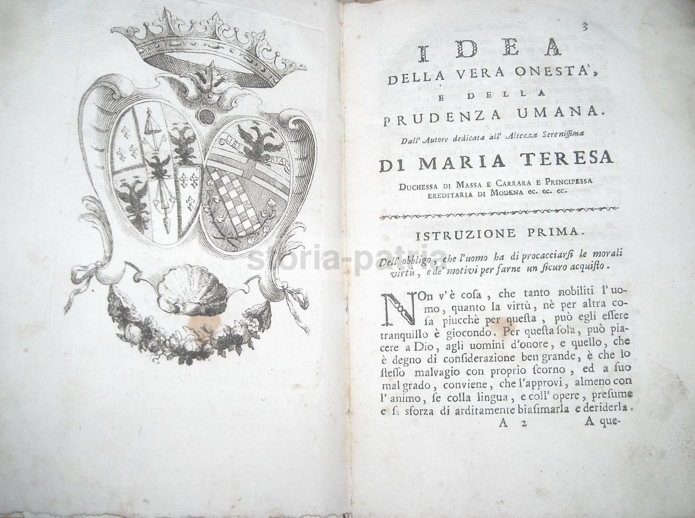 Idea Della Vera Onestà, De Rossi 1776 Venezia Zatta 5 Volumi Stemmi