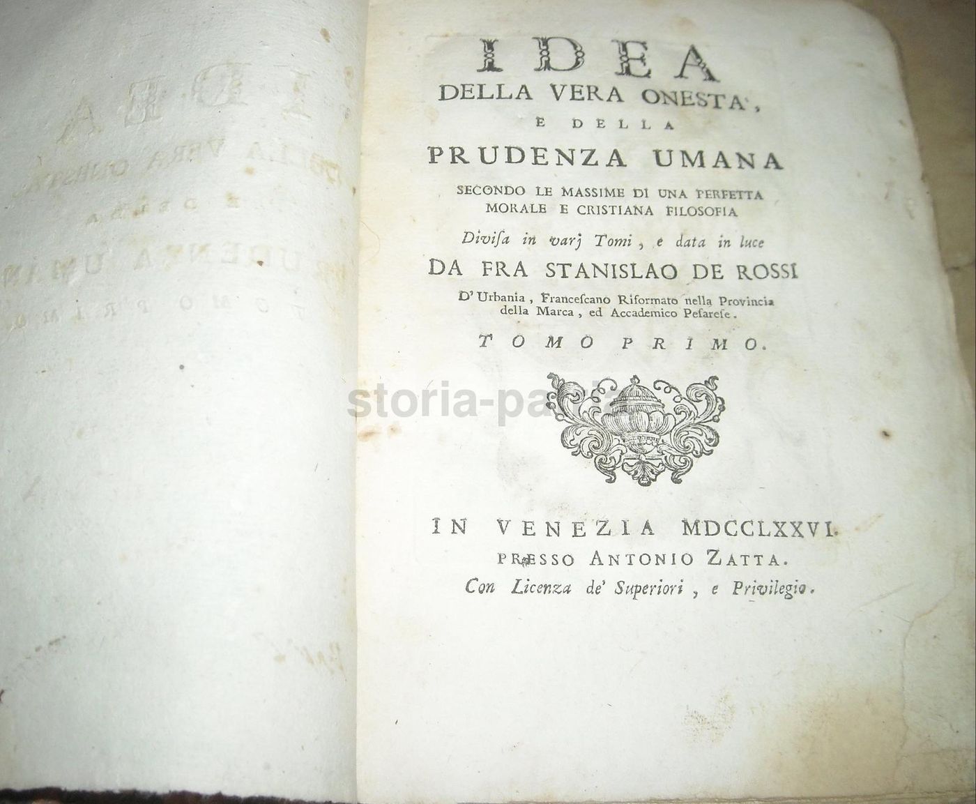 Idea Della Vera Onestà, De Rossi 1776 Venezia Zatta 5 Volumi Stemmi